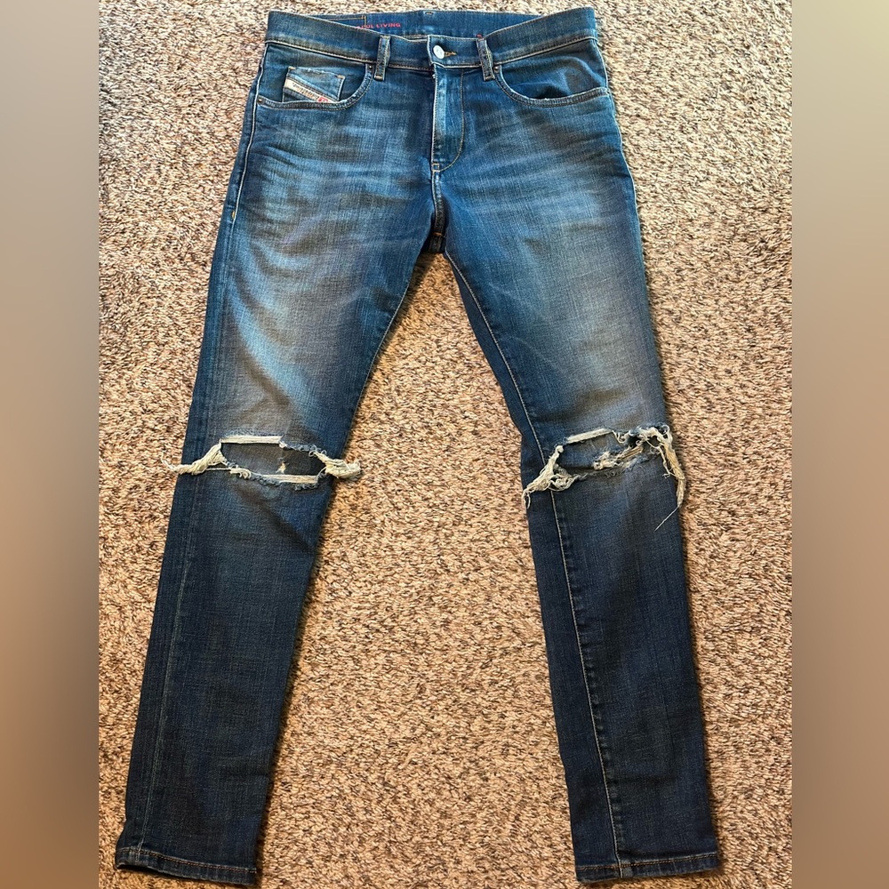 Diesel D-STRUKT 09F06 Mens Slim Fit Medium Blue Stretch Jeans